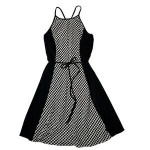 DR Collection Halter Style Size 8 Black with Cream Crochet Insert Dress